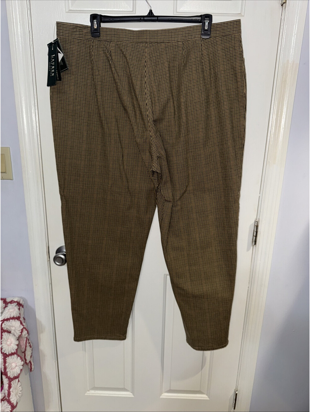 Lauren Ralph Lauren Thoroughbred Trouser Dress Pants Womens 22W Brown Plaid - Picture 6 of 12